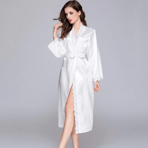 Peignoir Satin Femme Blanc